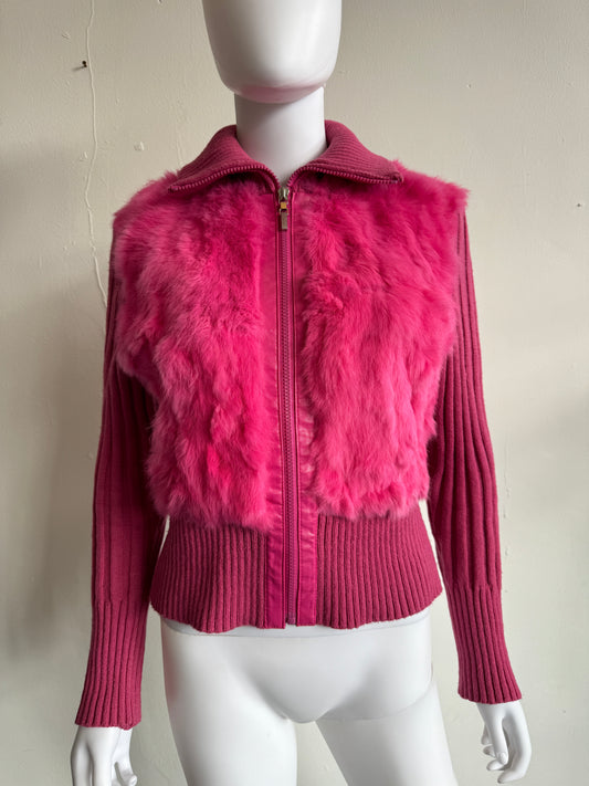 Pink Rabbit Zip Up Fur Jacket