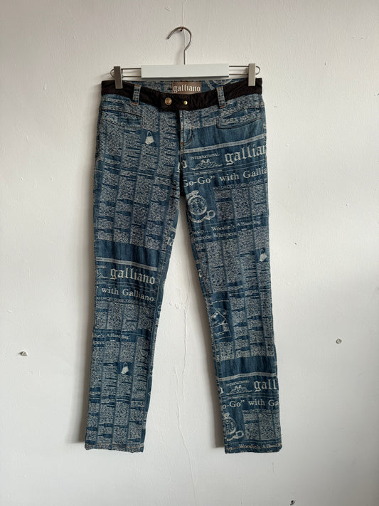 John Galliano Gazette Print Jeans