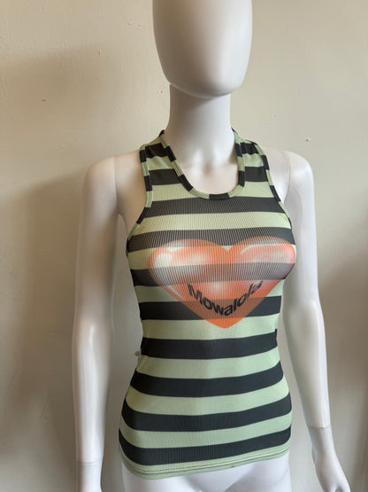 Mowalola Green Striped Love Me Tank Top