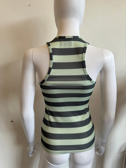 Mowalola Green Striped Love Me Tank Top