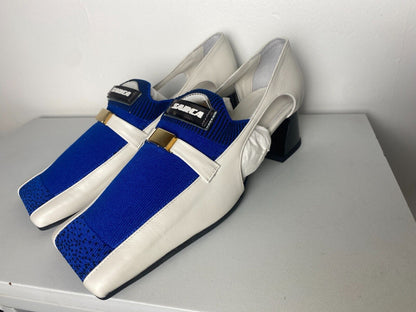 Ancuta Sarca Up-cycled Loafers DIY Inspired Repurposed Blue Faux Leather 5.5 38